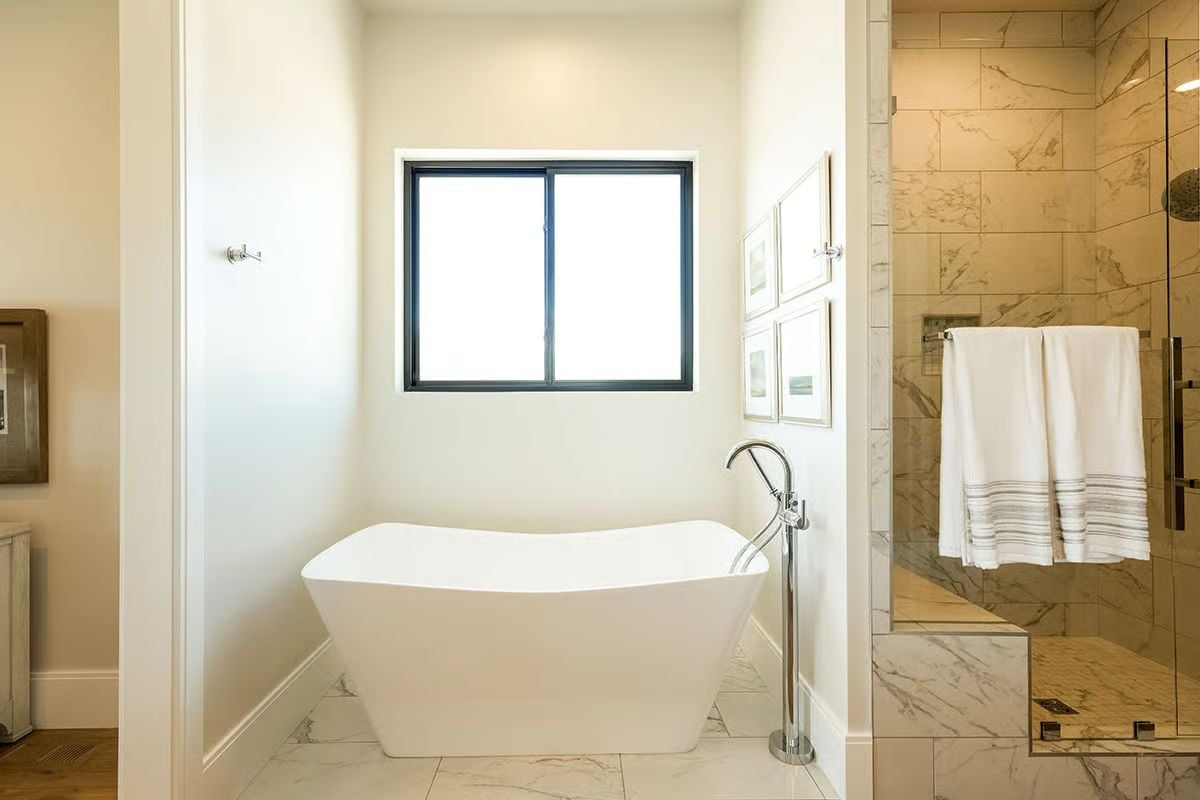 Freestanding Tub in Its Own Alcove, Floor Filler Done Right