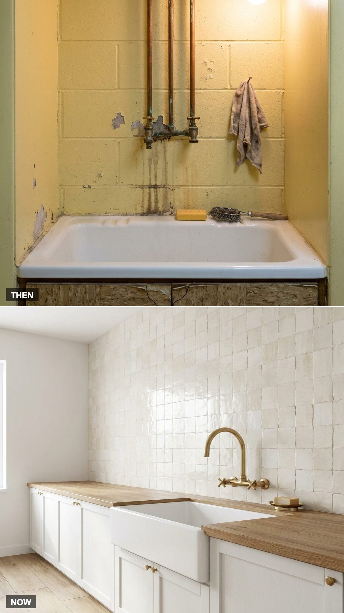 The Backsplash: Bare Painted Block vs. Full-Height Decorative Tile