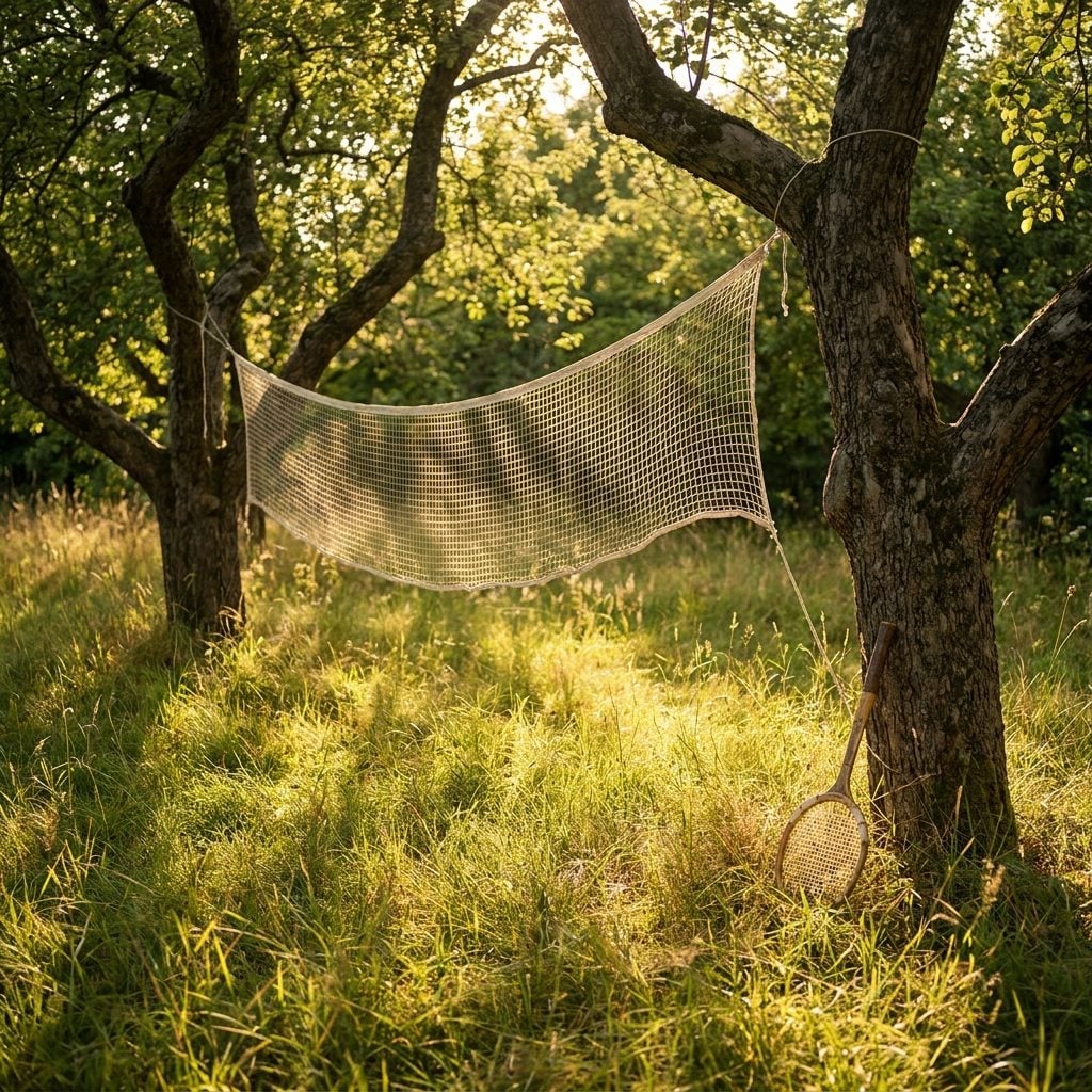 The Badminton Net Strung Between Two Trees