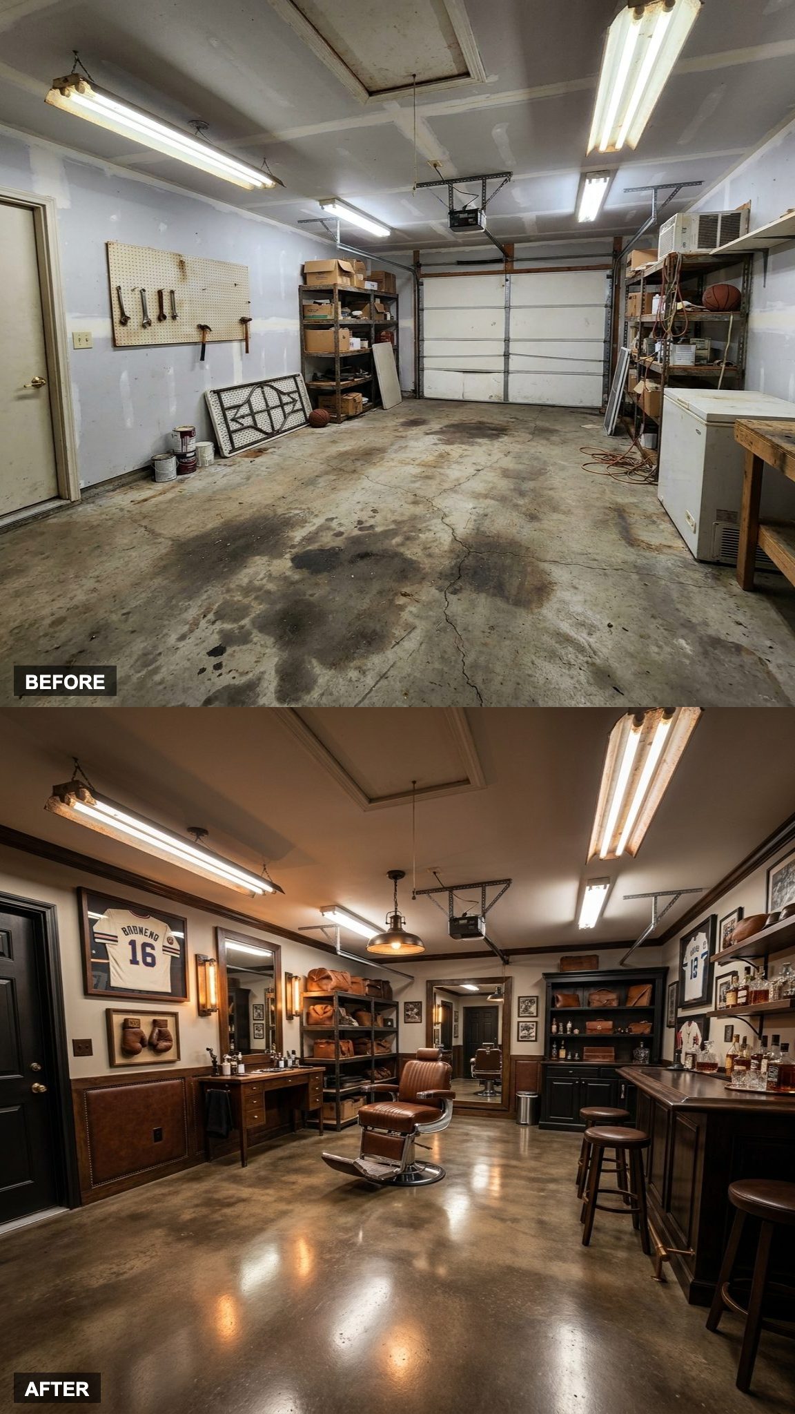 The Barbershop Chair That Started It All: Whiskey, Sports Memorabilia, and Vintage Finishes in a Garage That Finally Has a