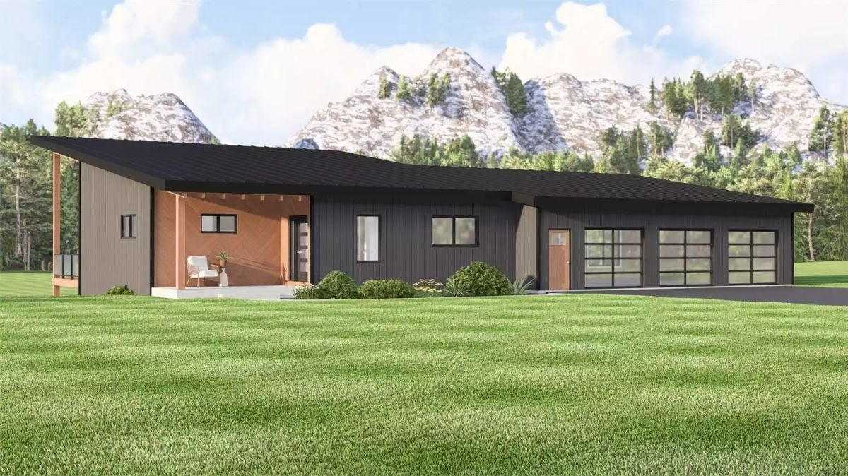 Dark Siding, Mountain Views, and a Covered Porch Worth Sitting On