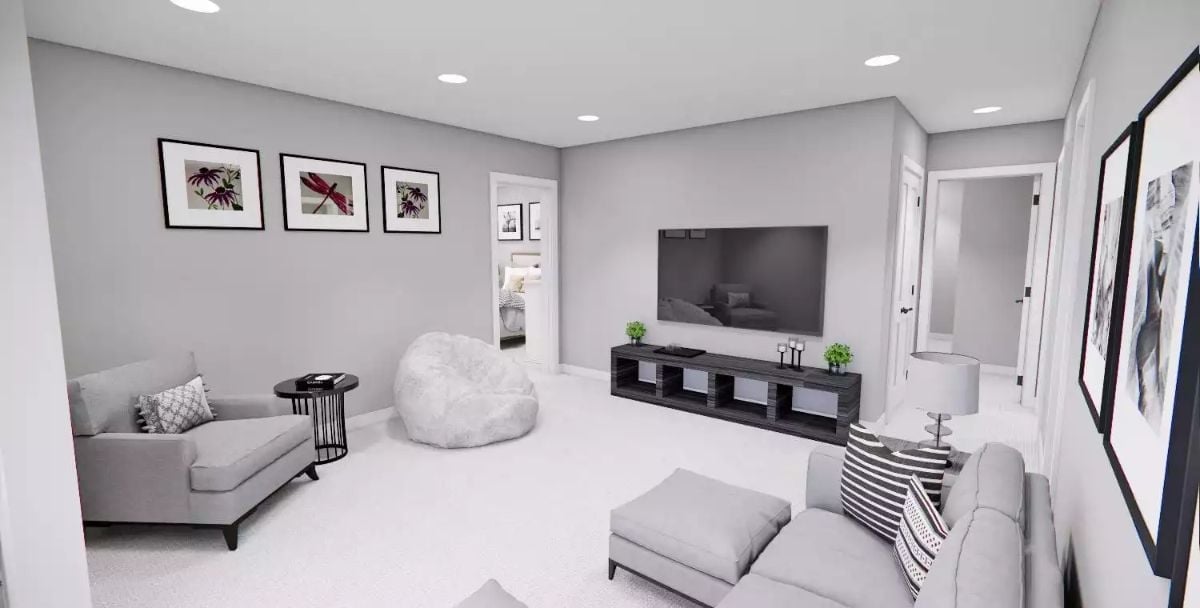 Bean Bag, Built-In Console, Big TV — Basement Hangout With No Pretensions