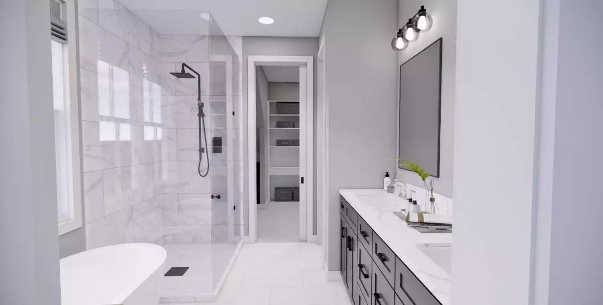 Matte Black Fixtures, Marble Tile, Glass Shower — Primary Bath With Actual Priorities