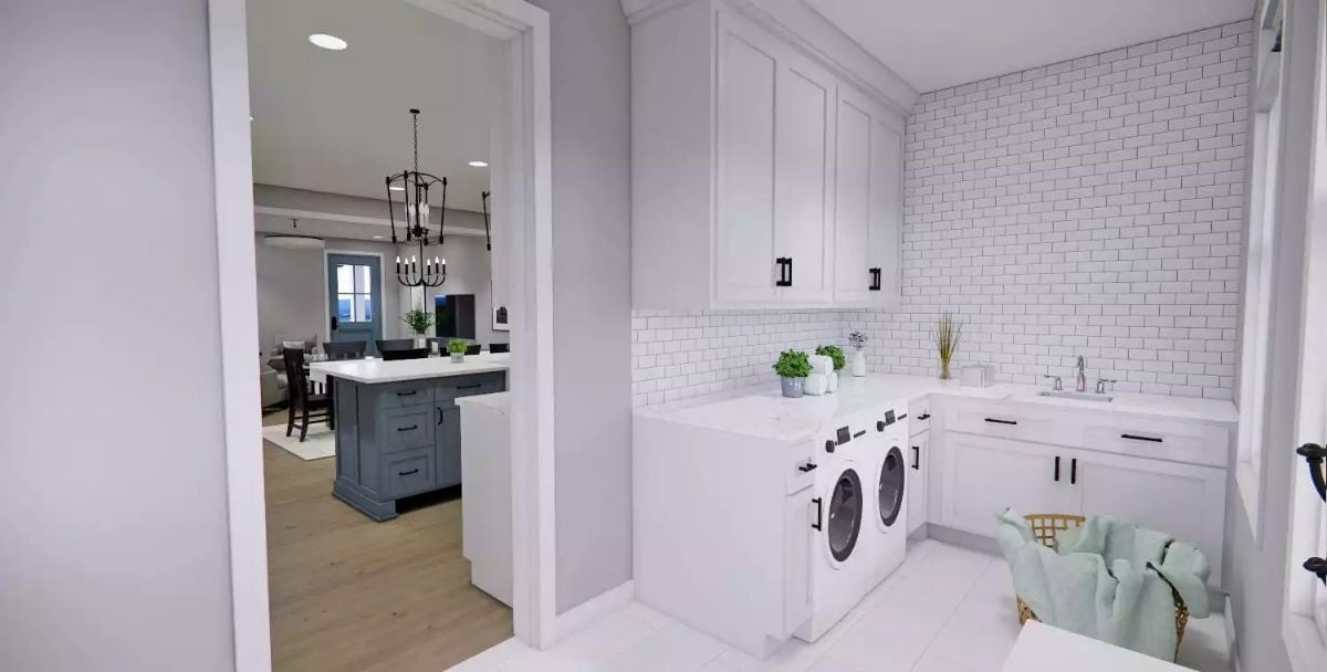 Subway Tile, White Cabinets, and a Sink That Makes Laundry Day Tolerable