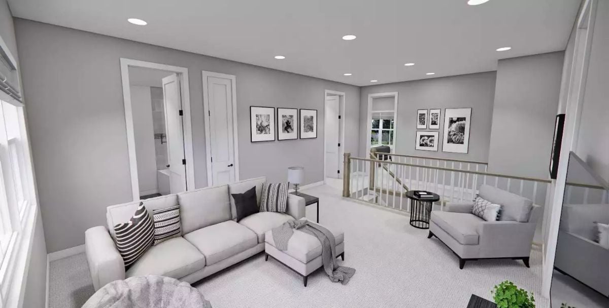 Loft Landing With Two Sofas and Nowhere to Hide From Each Other