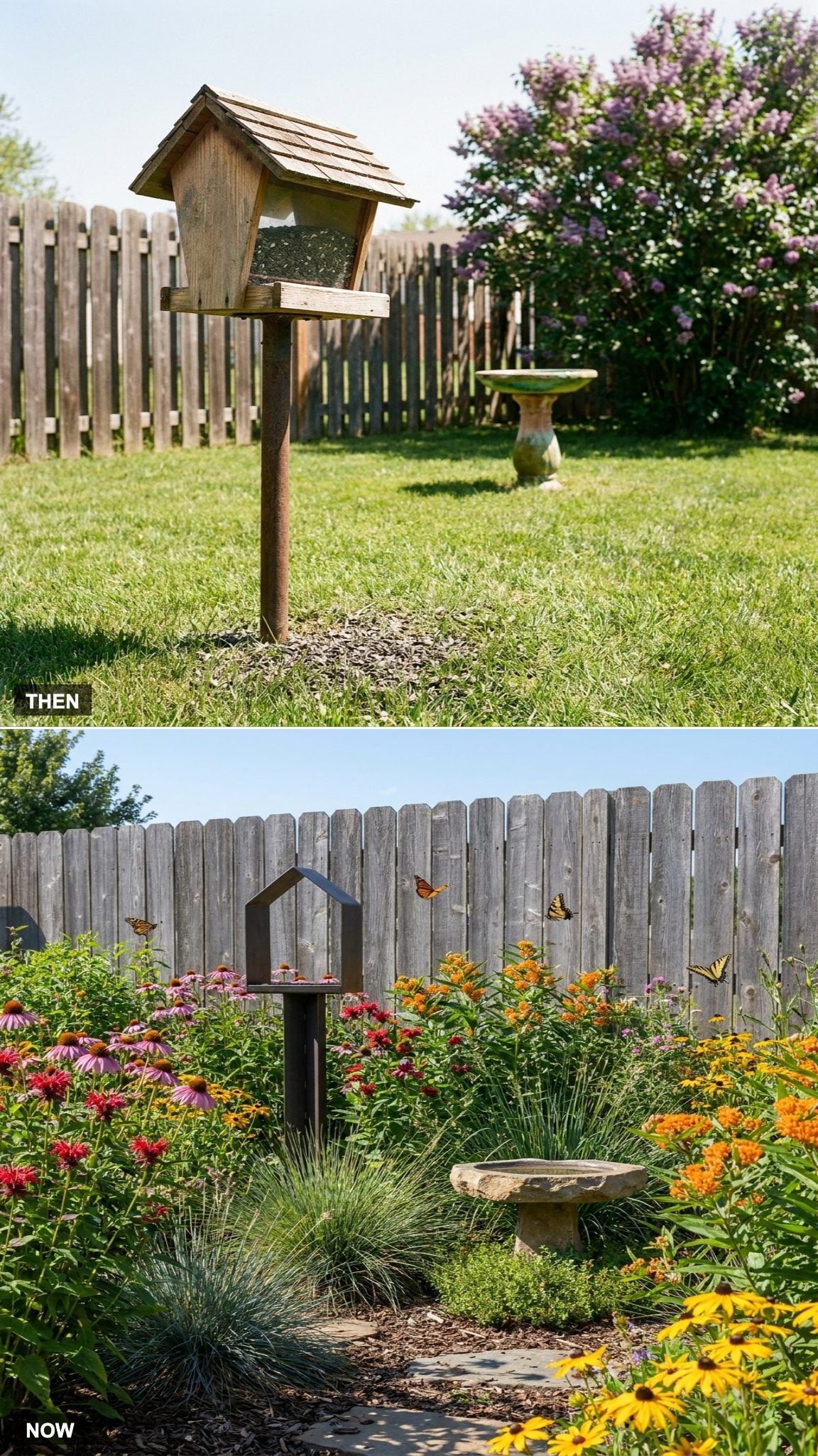 15. The Bird Feeder Expanded Into a Pollinator Garden