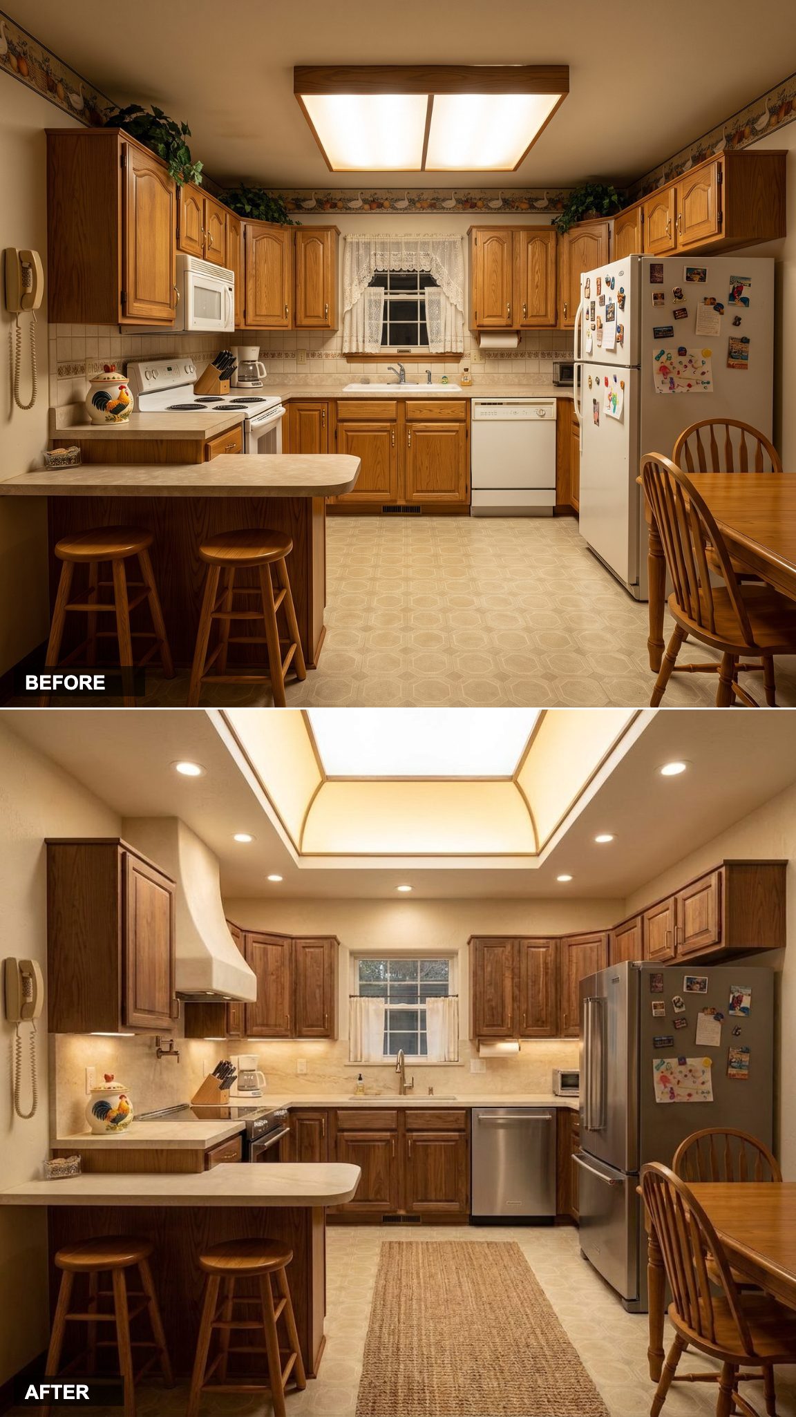 Black Oak Cabinetry and White Quartzite Island with Boutique Hotel Sophistication