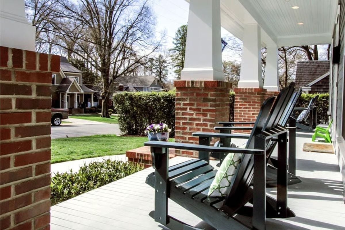 Brick Columns and Black Adirondacks Make a Case for Staying Outside