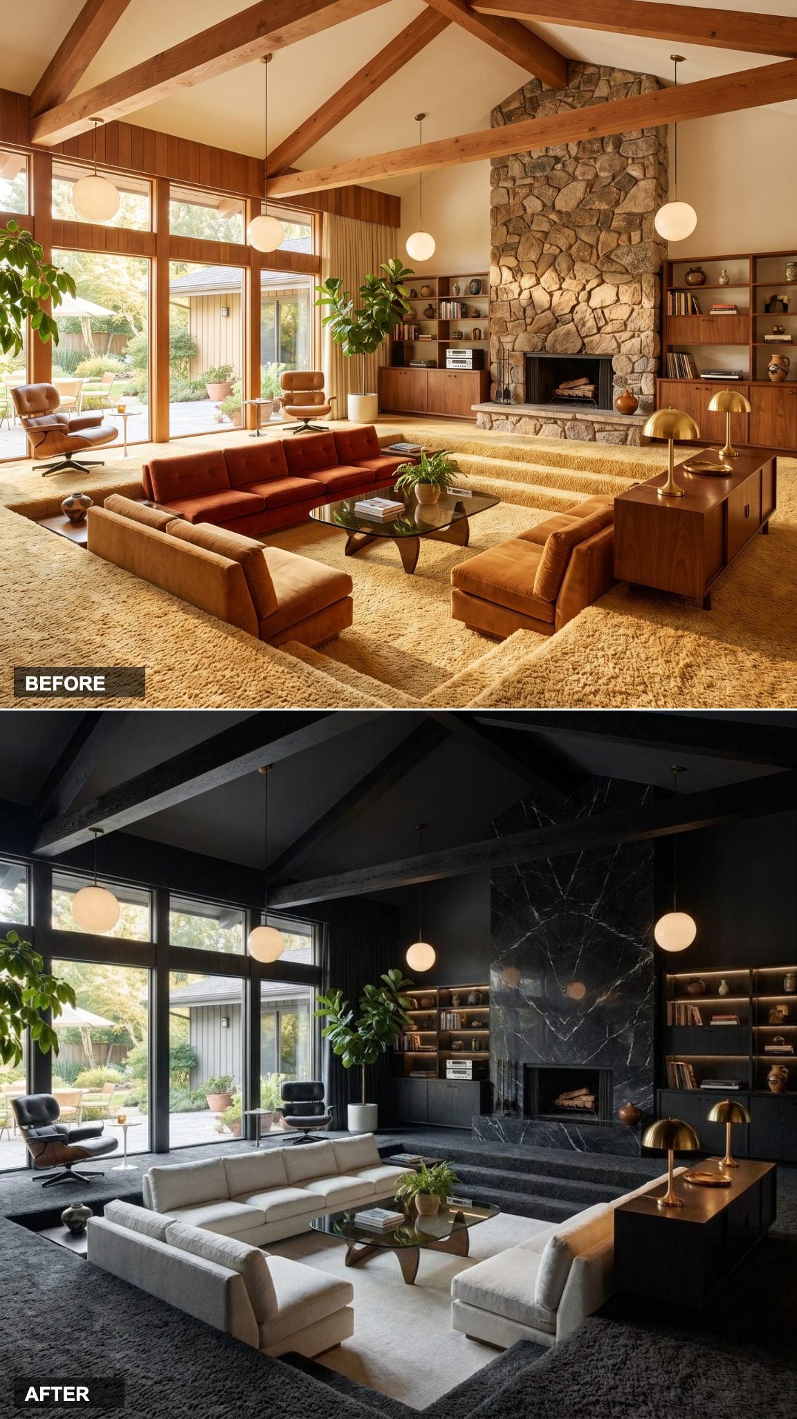 Boutique Hotel Dark Mode: Nero Marquina Marble and a Cloud Sectional Against Charcoal