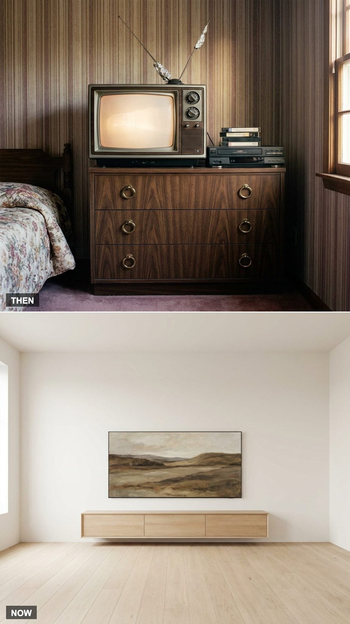 Box TVs on Dressers vs. Hidden or Wall-Mounted TVs