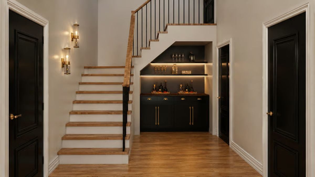 Under-Stair Bar Built Like It Was Always Supposed to Be There