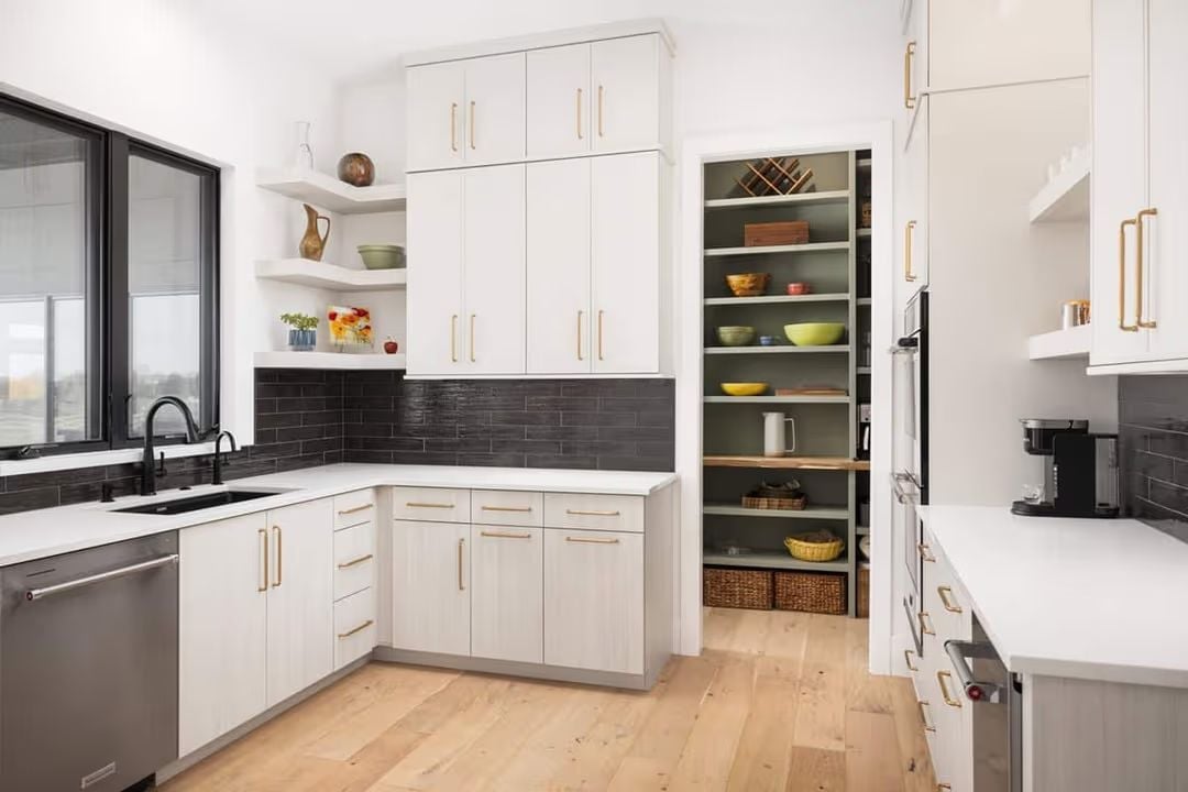 Gold Hardware and an Open Pantry That Actually Earns Its Own Room