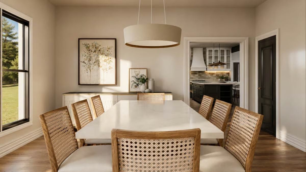 Cane Chairs and a White Table That Makes the Kitchen Feel Like a Reward