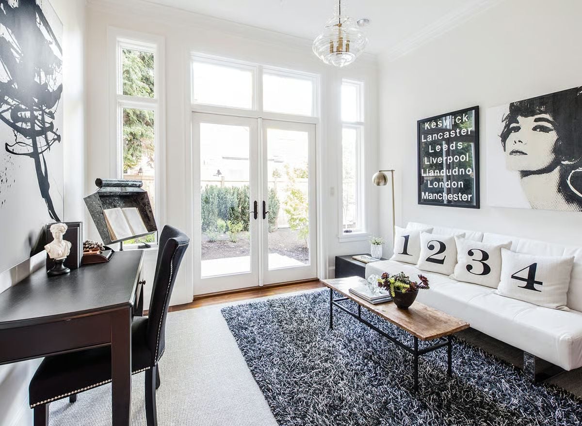 Numbered Pillows and a City Destinations Print Make Monochrome Feel Like a Personality