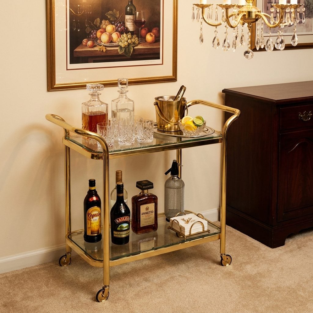 The Brass Bar Cart on Wheels That Rolled Approximately Nowhere