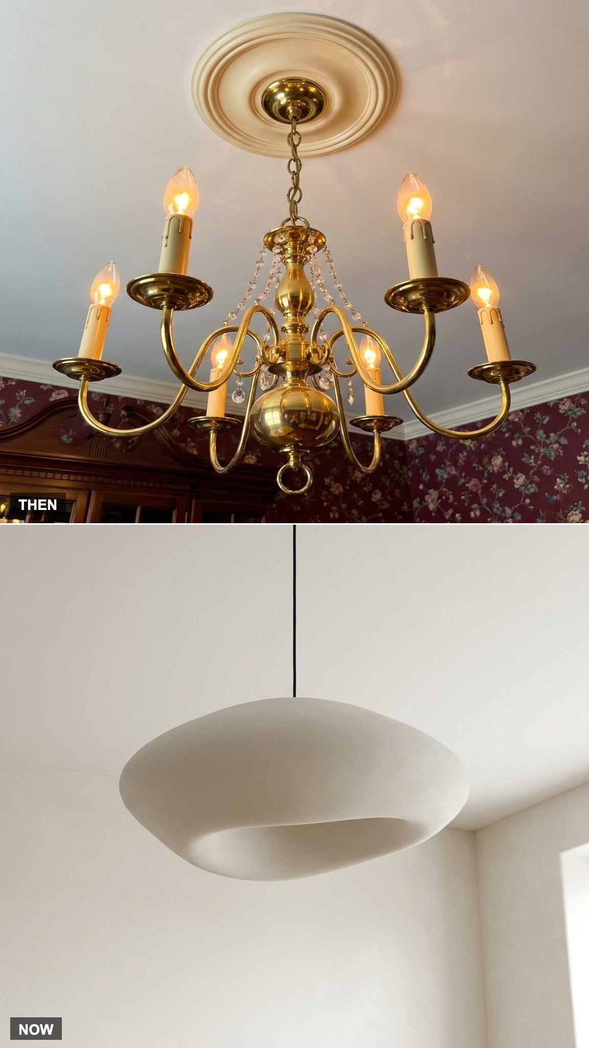 The Brass Chandelier Crowned the Room With Fake Candles