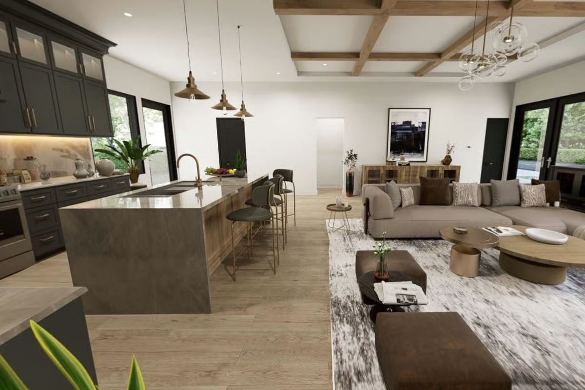 Pendant Lights Over the Island Do the Heavy Lifting Here