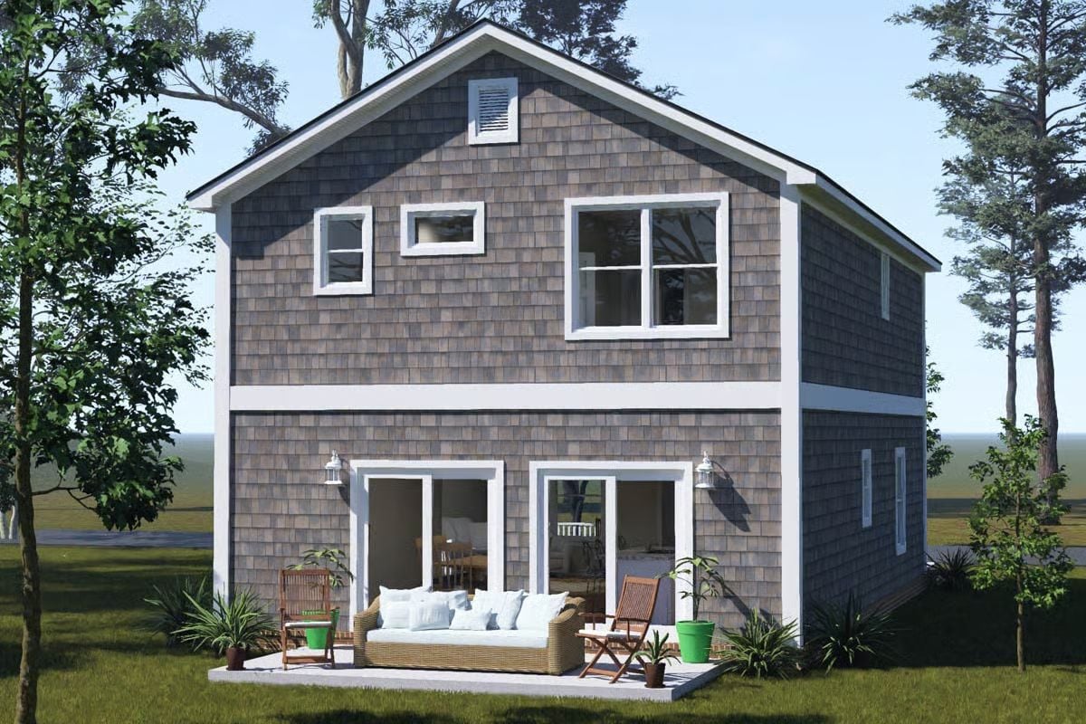 Shingle Siding and French Doors Make the Backyard Feel Like a Living Room