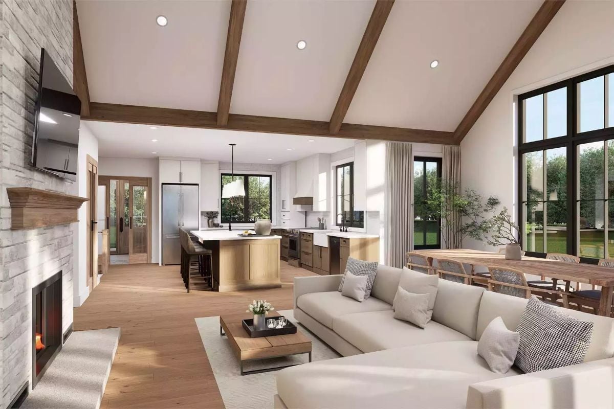 Vaulted Beams and an Open Kitchen Worth Gathering Around