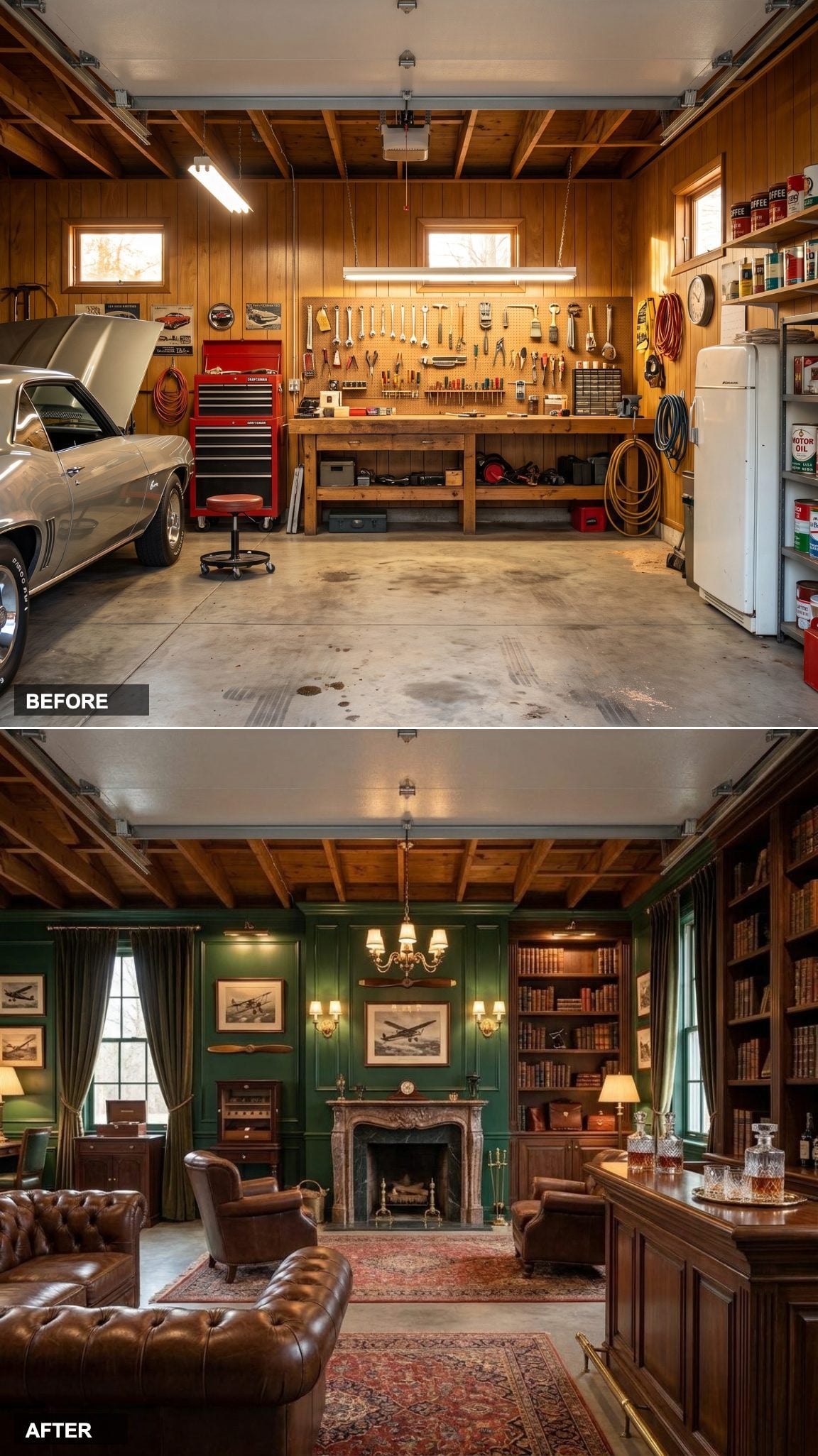British Gentleman's Club with Racing Green Paneling, Chesterfield Sofas, and Old-Money Attitude