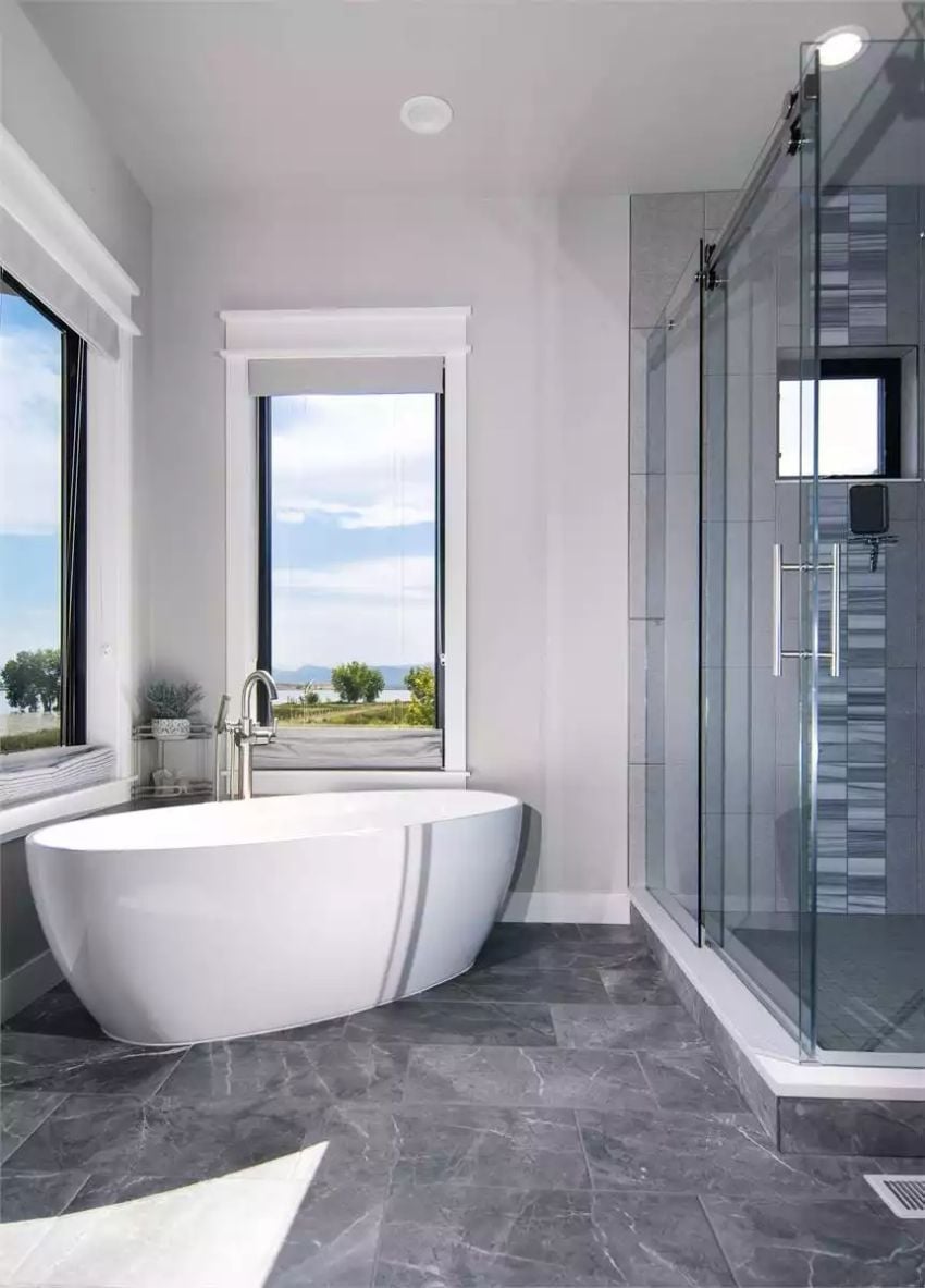 Freestanding Tub with a Water View Does Most of the Selling on Its Own