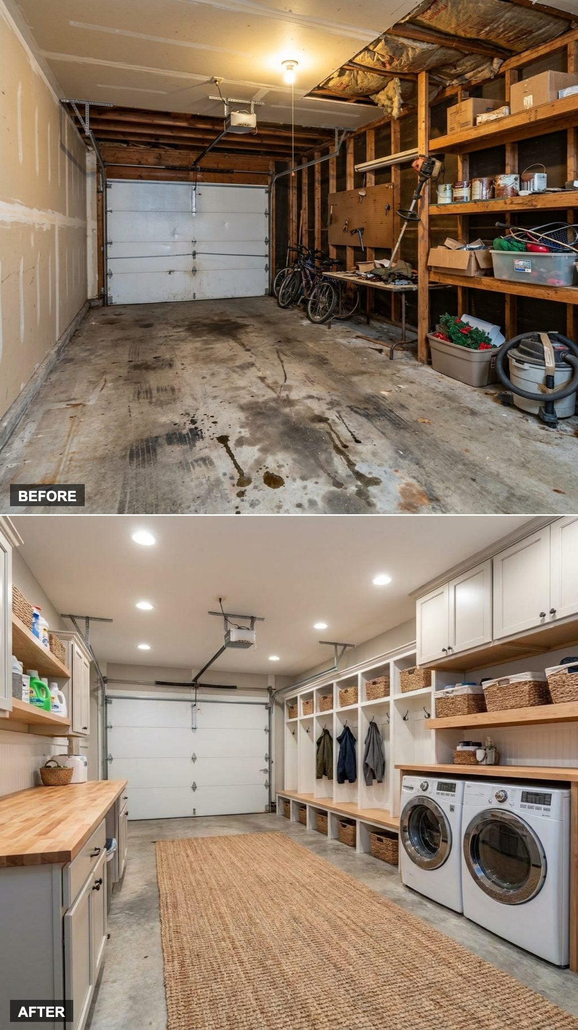 Built-In Lockers, Folding Station, and a Washer/Dryer Wall That Finally Make Laundry Day Bearable