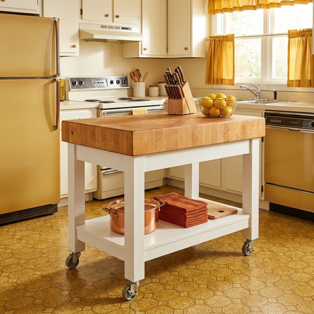 A Butcher-Block Kitchen Island on Wheels: Around $85 in 1978