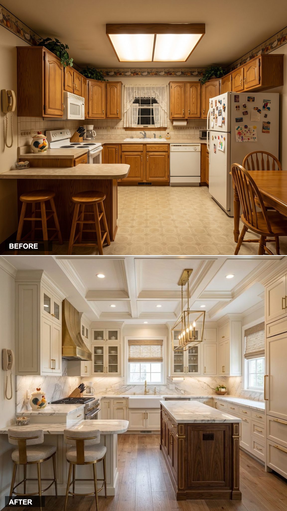 Calacatta Viola Marble and Walnut Island in an Ultra-Luxury Transitional Kitchen