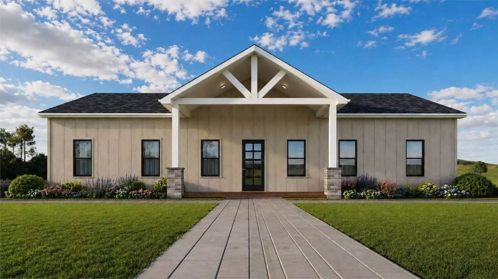 Carnival Close 3-Bedroom Modern Farmhouse with Covered Porch Designed for Families Who Outgrew Their Starter Home Three Years Ago (Floor Plan)