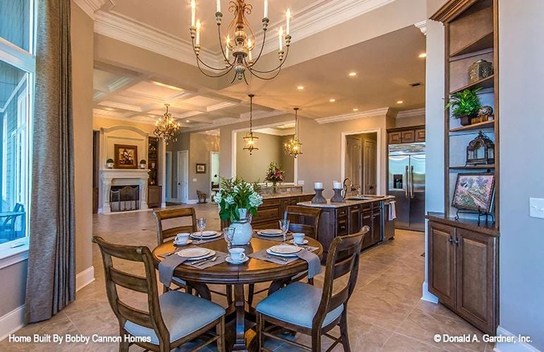 Coffered Ceilings and a Round Table That Slow the Day Down