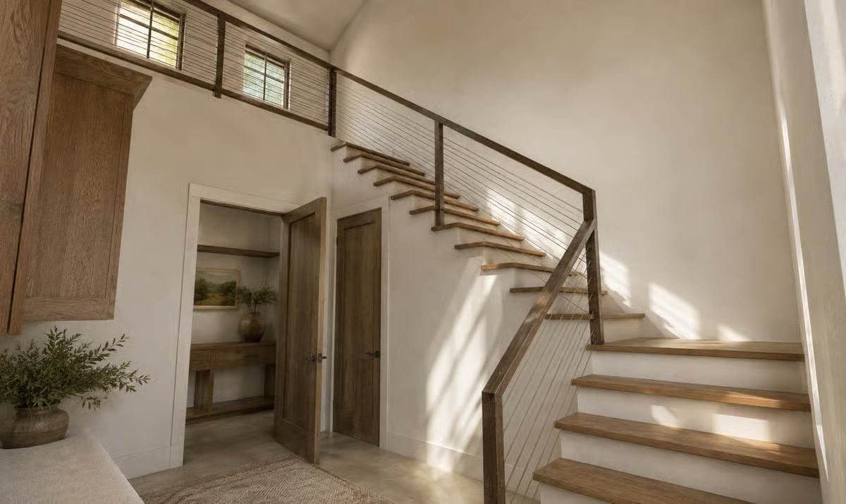 Cable Rail and Floating Treads Make This Staircase Feel Like It Barely Touches the Wall