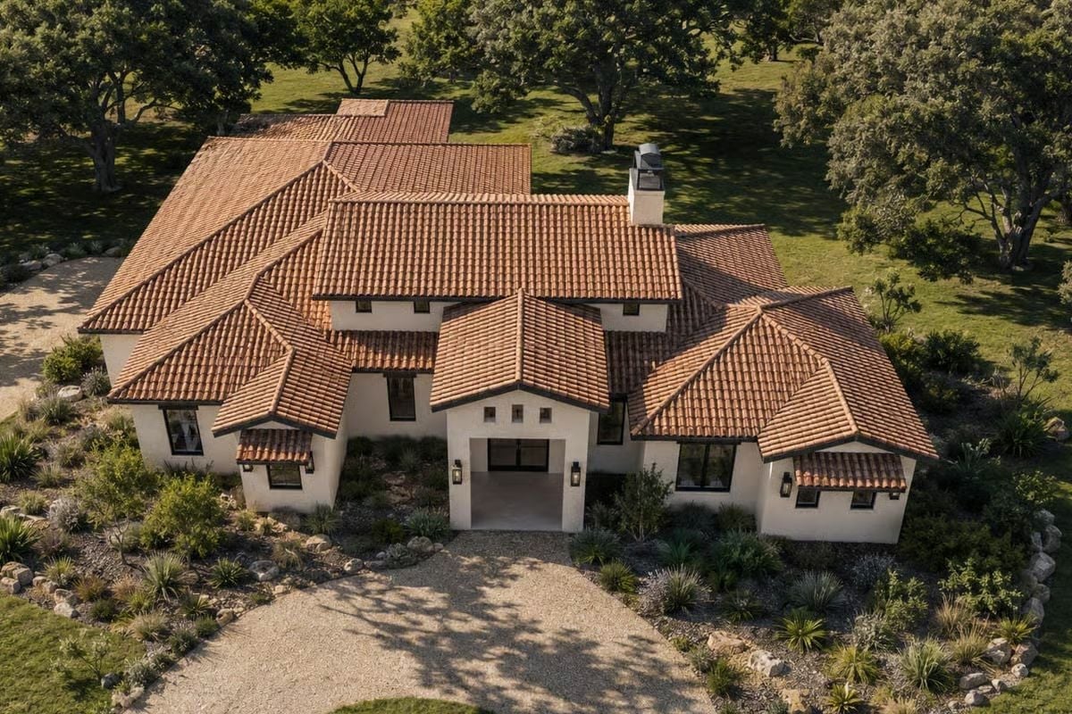 Terracotta Tiles and a Porte-Cochère Entry That Sets the Tone Early