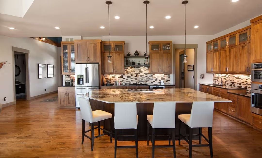 Walnut Cabinets and a Granite Island Big Enough to Mean Business