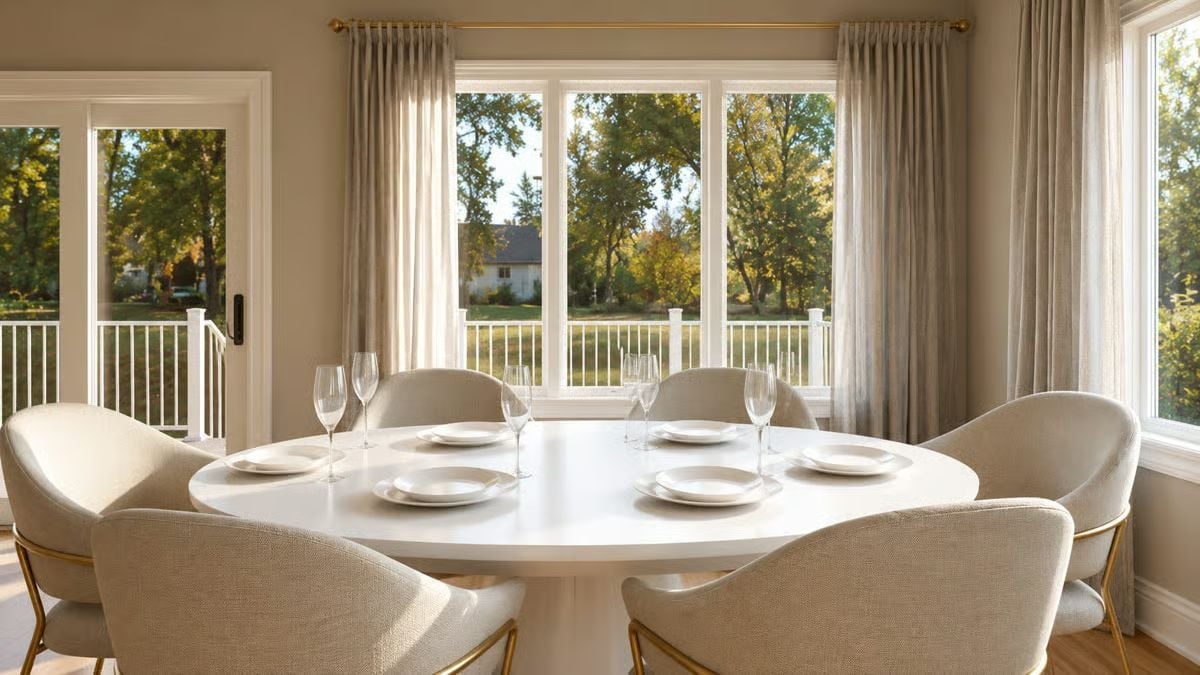 Oval Table, Gold Legs, and a View That Earns Its Spot at Every Meal
