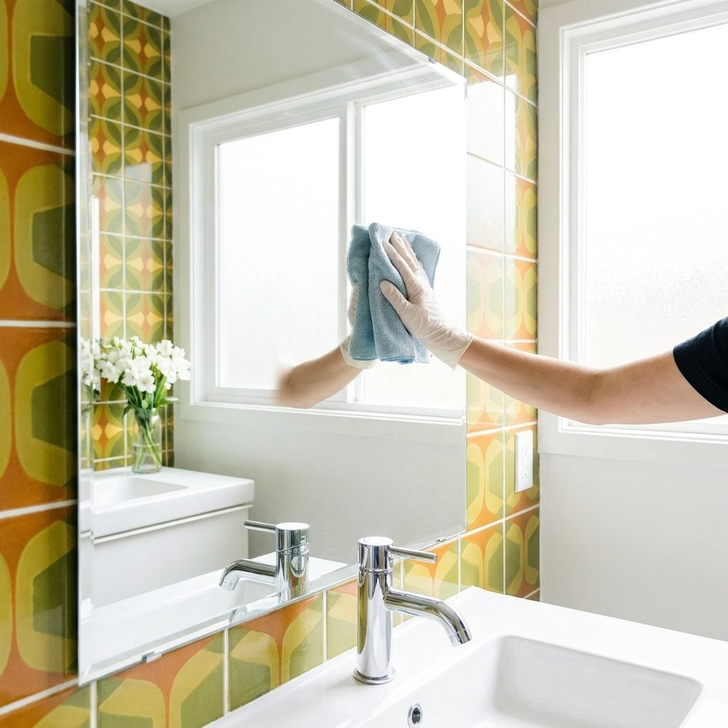 Checking That the Bathroom Mirror Was Streak-Free