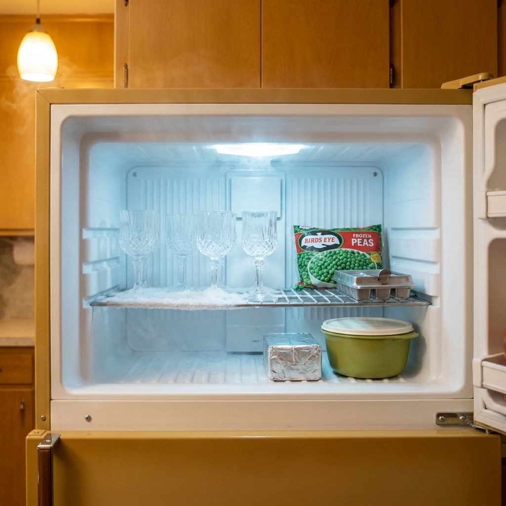 Chilling the Wine Glasses in the Freezer Next to the Peas