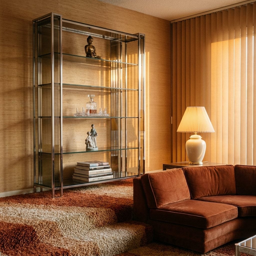The Chrome and Smoked Glass Étagère Standing Guard in the Corner