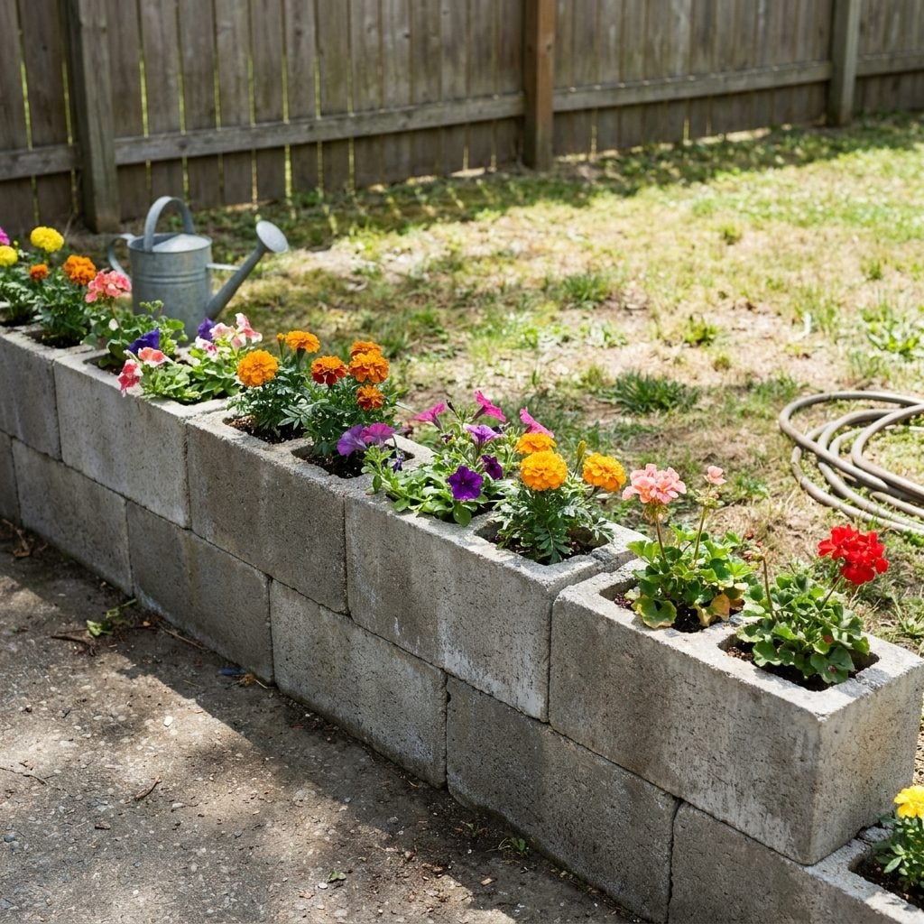 Cinder Block Planter Borders: About $0.25 Per Block in 1974
