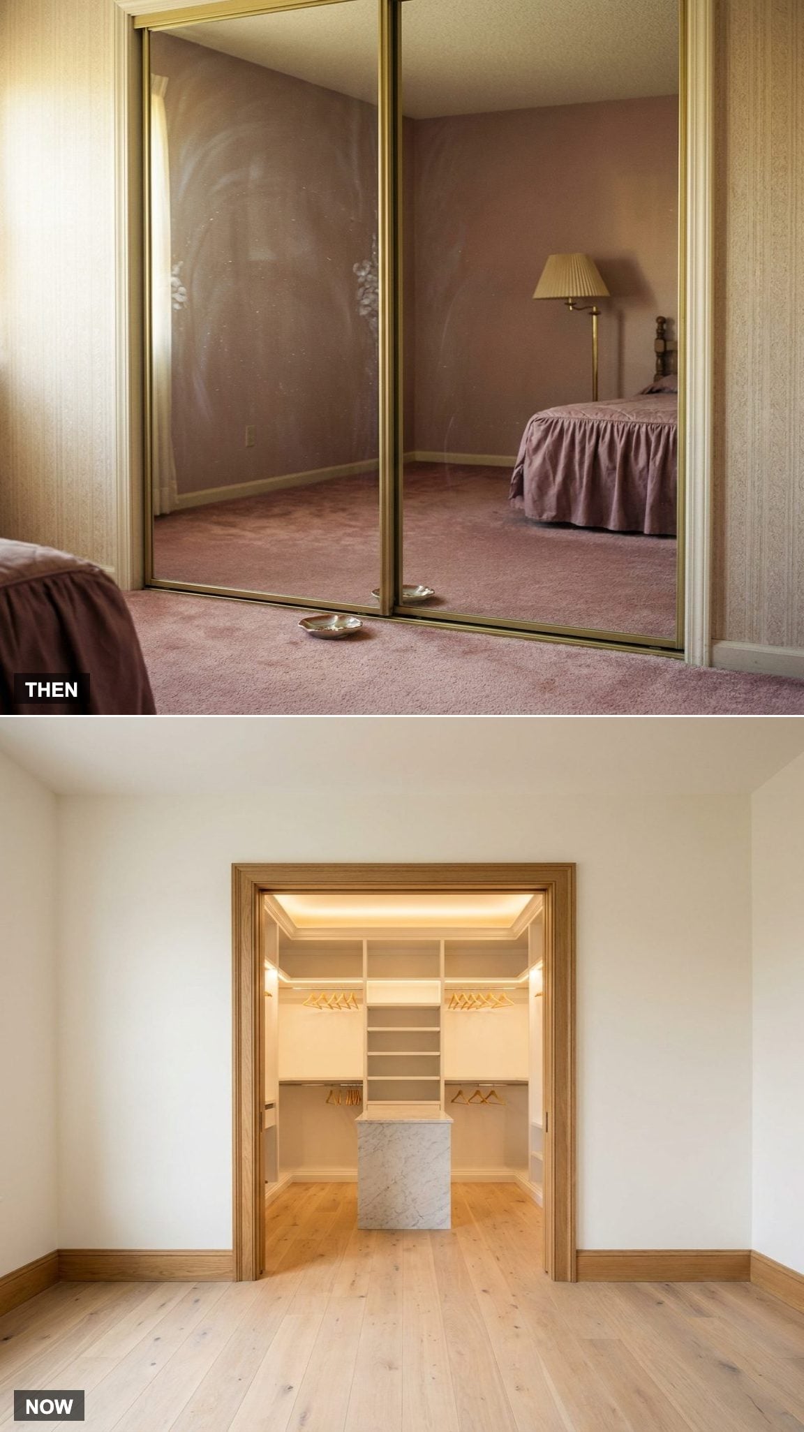The Closet Doors: Mirrored Slabs vs. The Walk-In Reveal