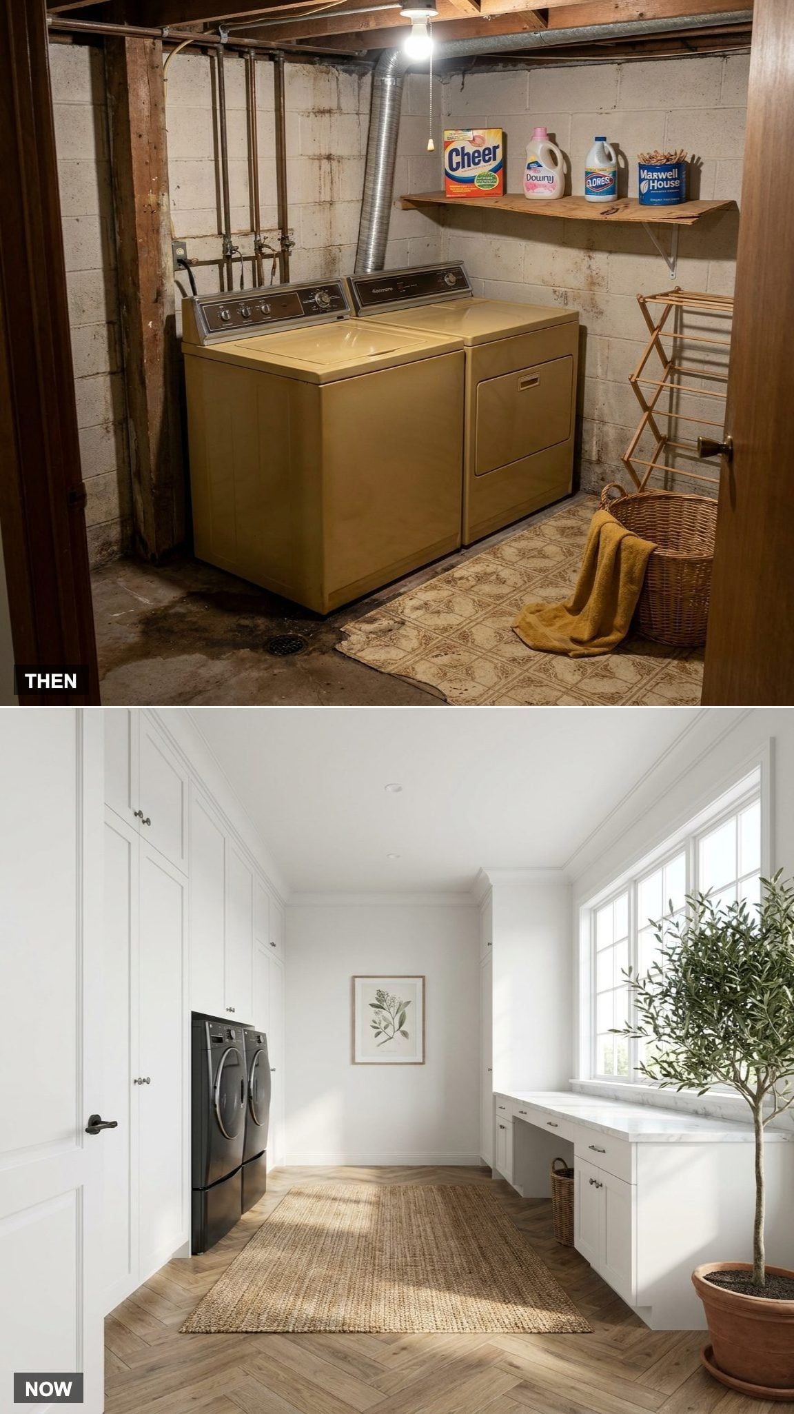 The Closet-Sized Basement Laundry Versus the Designer Suite
