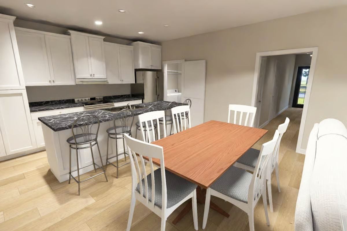 Open Kitchen Layout Where the Island Does the Heavy Social Lifting