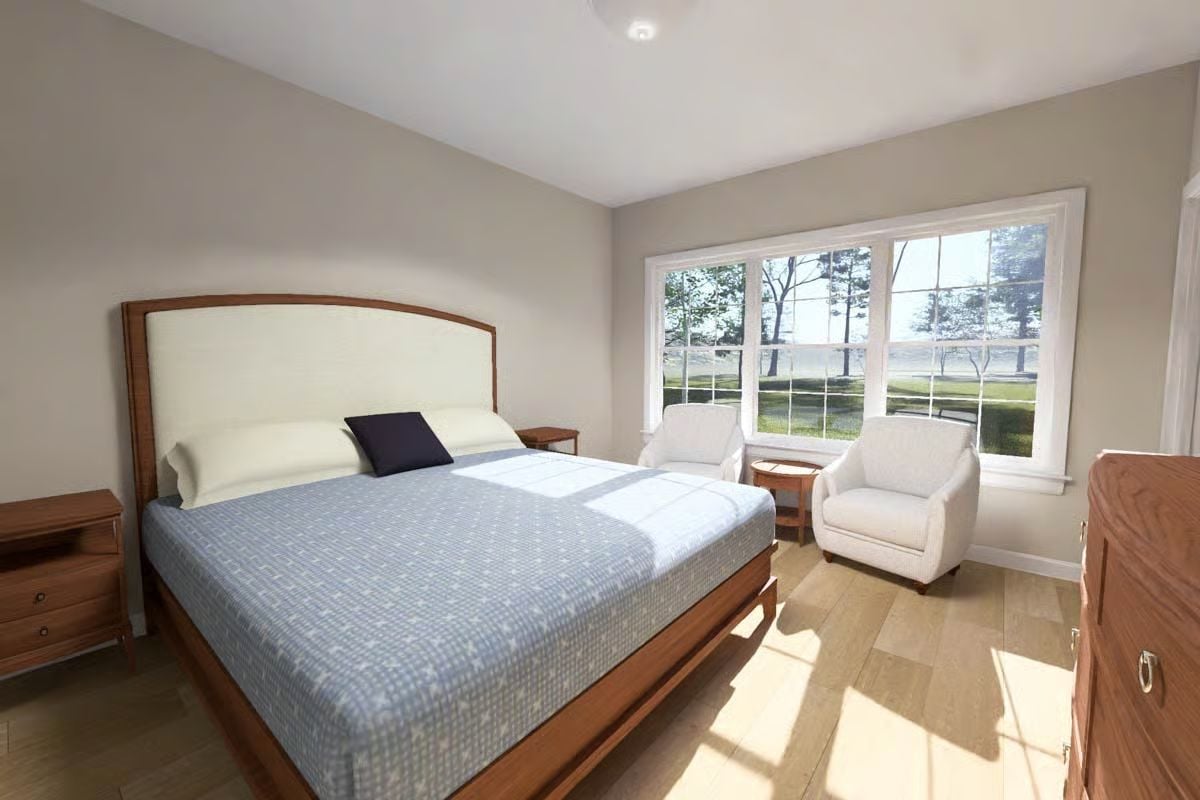 Sunlit Master Bedroom Where Wood Tones Do All the Work