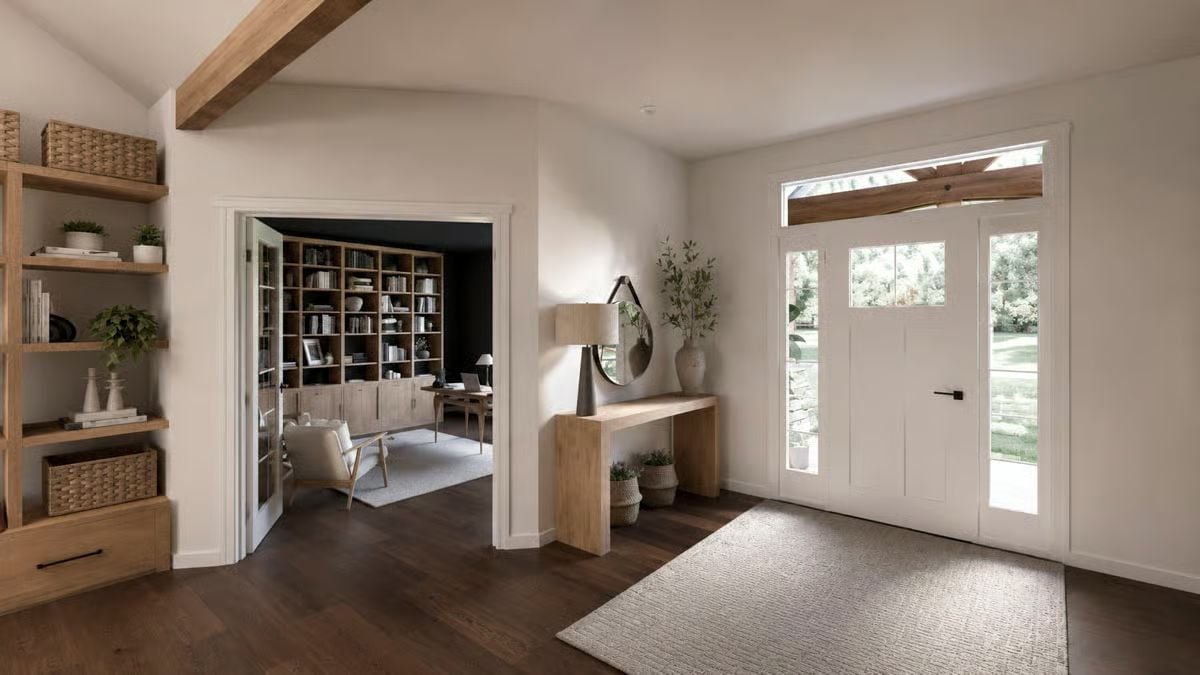 Warm Wood and White Walls Make This Entryway Feel Like a Deep Breath