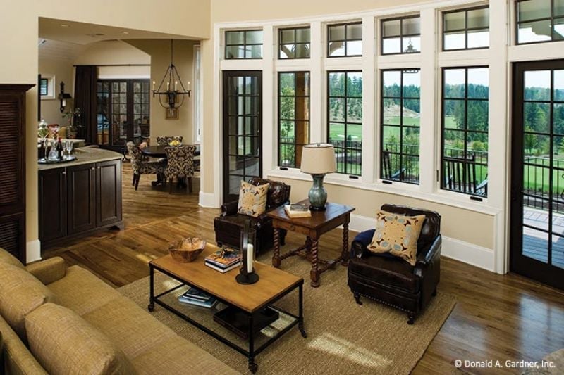 Barley-Twist Legs and Leather Anchor a Great Room Built for Real Living