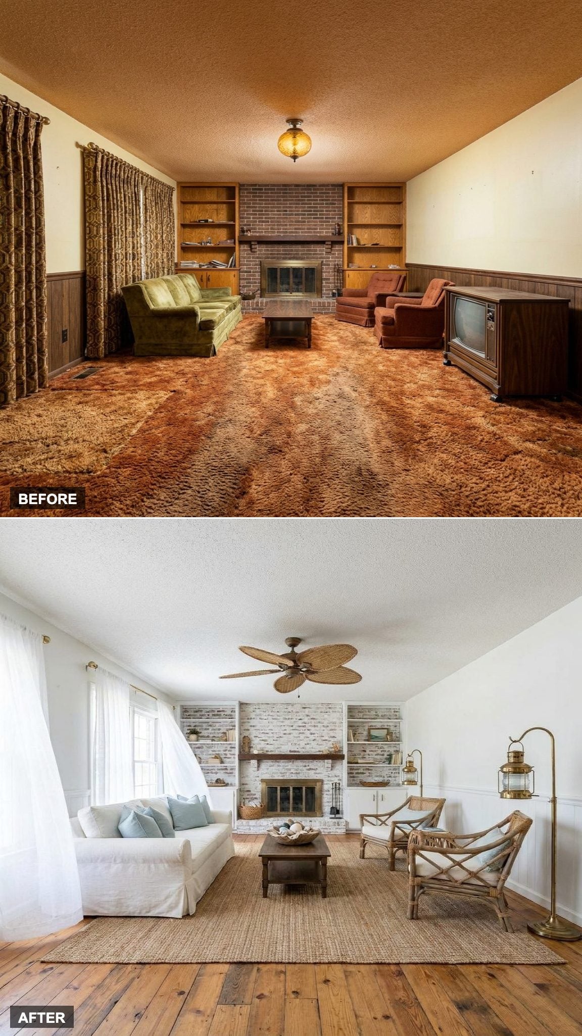 Coastal Carolina Lowcountry with Whitewashed Brick and Sisal Underfoot