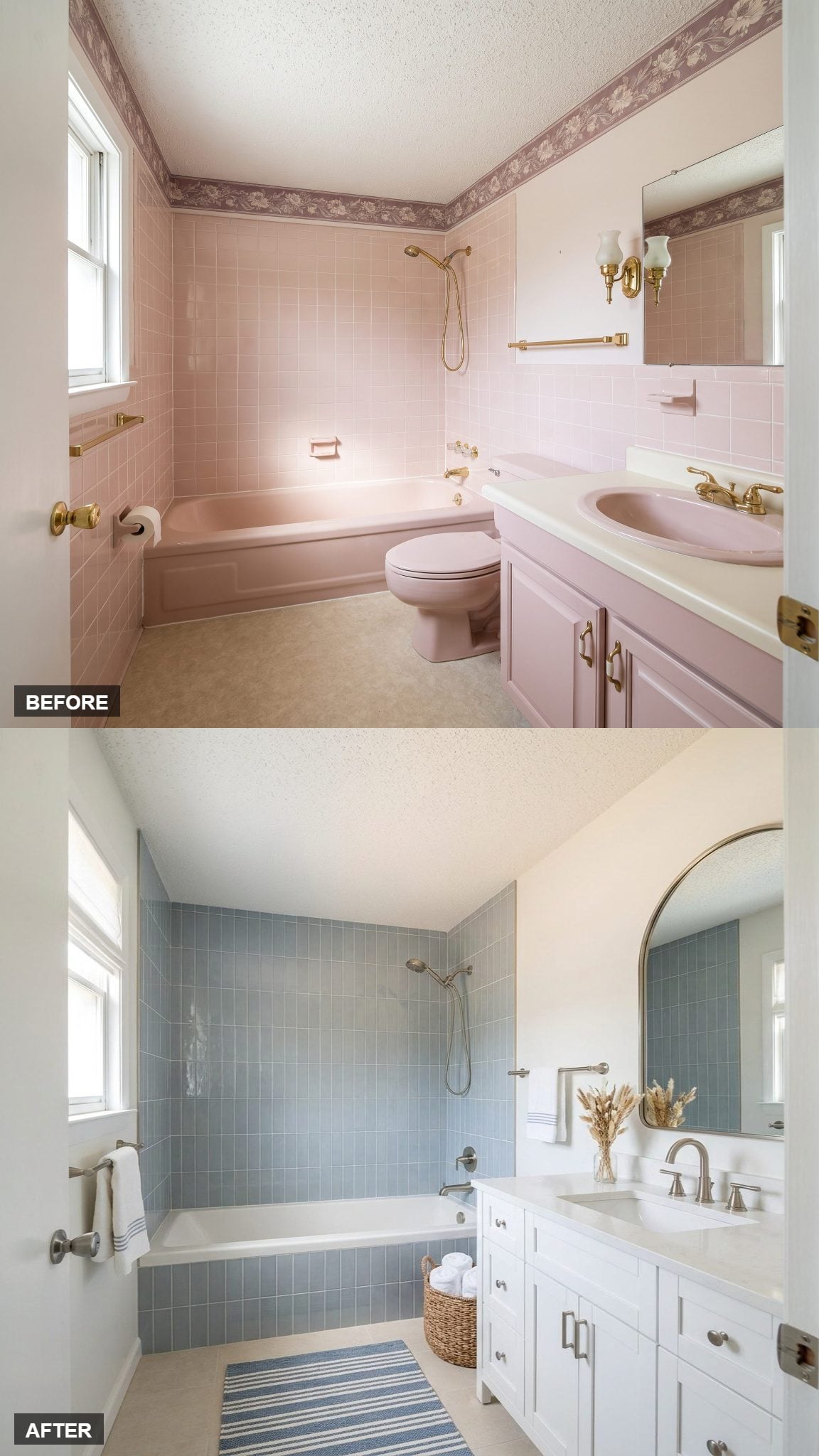 Coastal Modern in Blue-Gray Tile and Brushed Nickel