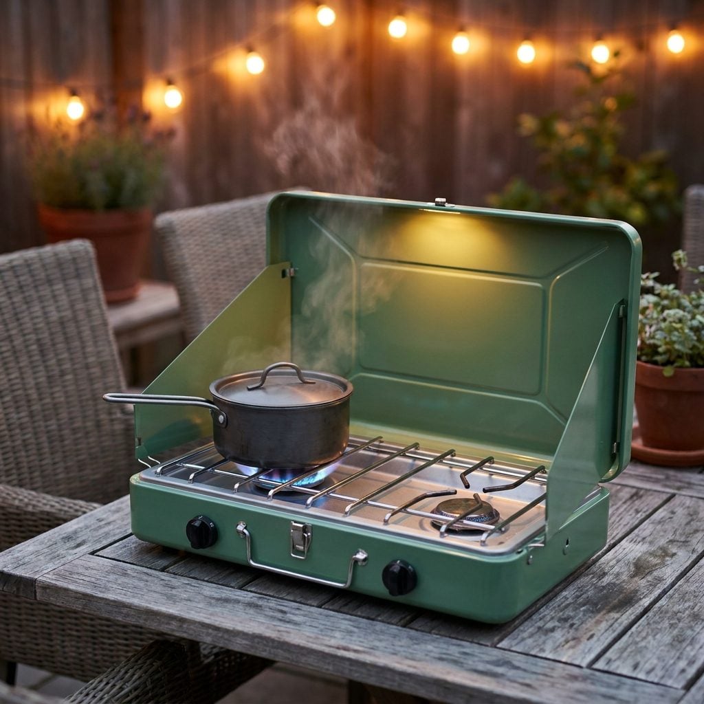 A Coleman Two-Burner Propane Camp Stove for Patio Cooking: Around $19 in 1972