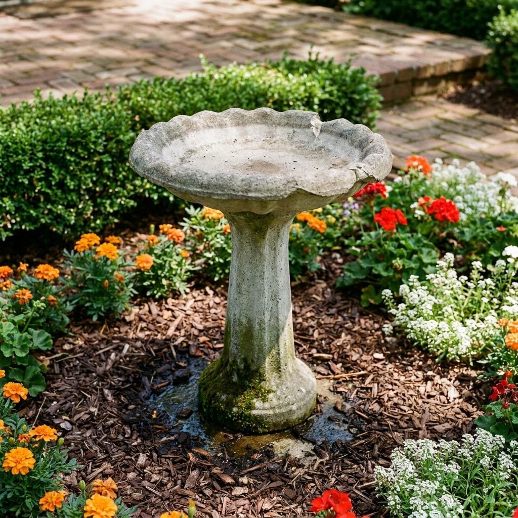 A Concrete Birdbath from the Garden Center: About $14 in 1972