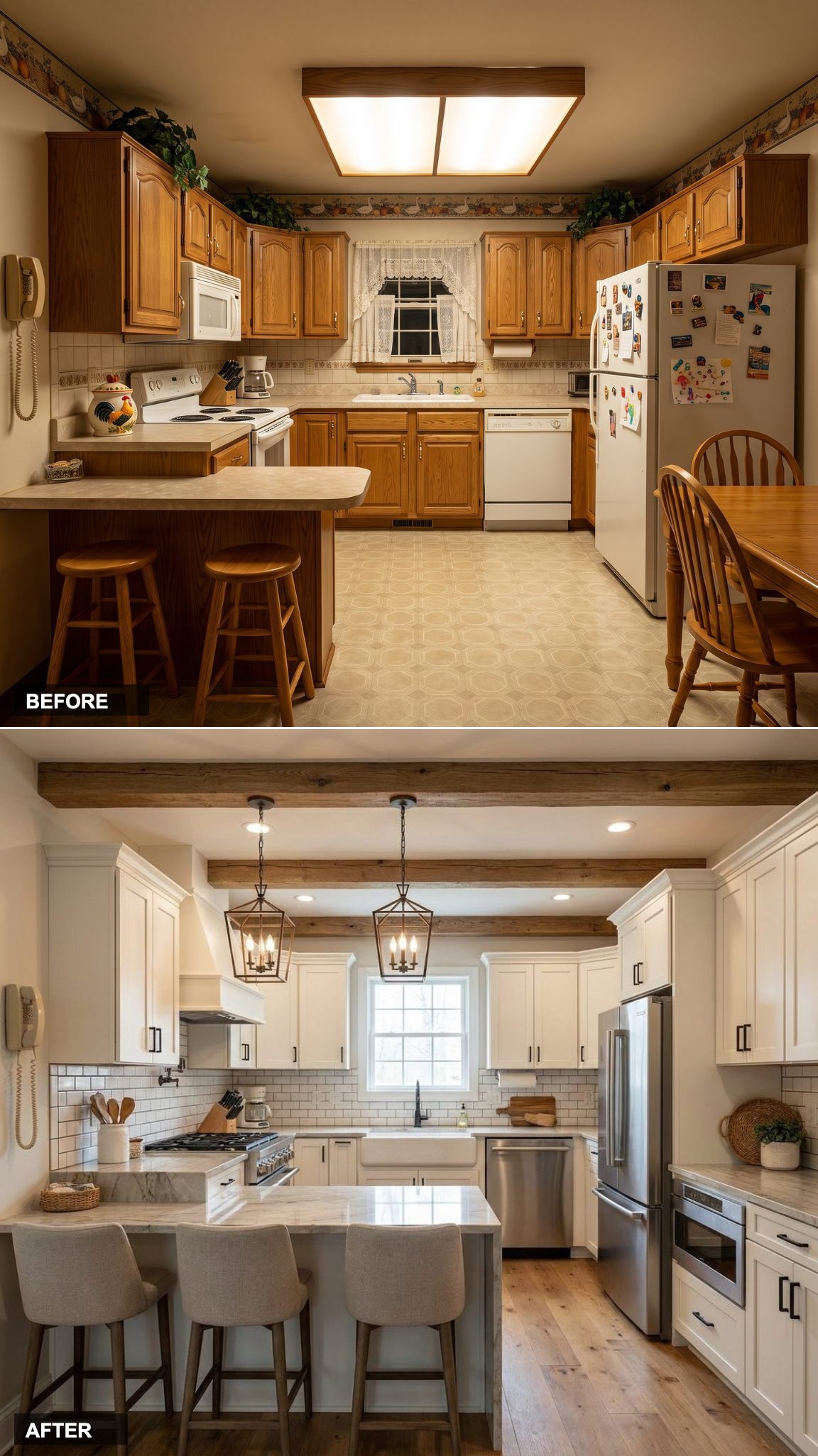 Contemporary Organic Farmhouse with Reclaimed Oak Beams and a Quartzite Island