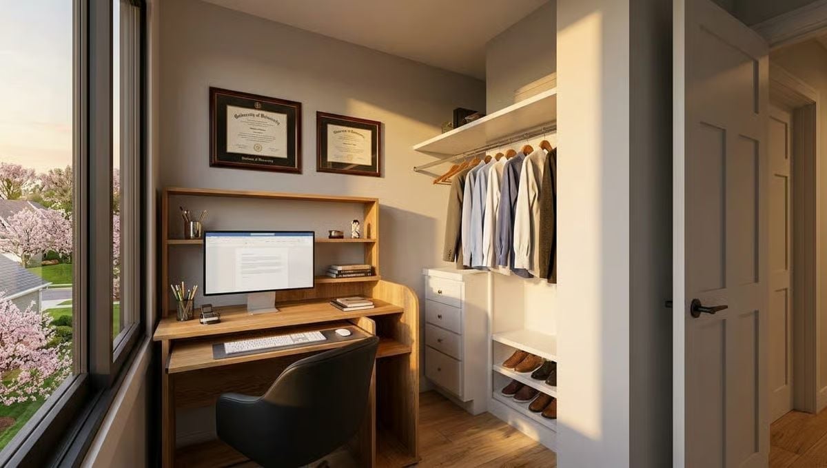 Diplomas Above the Desk Say Someone Actually Uses This Home Office